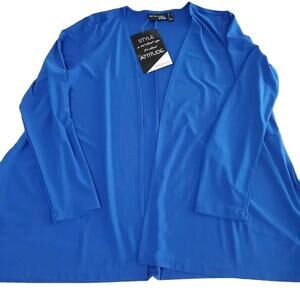 Attitudes By Renee Womens Sweater Blue Size Large Polyester Blend Stretch Open